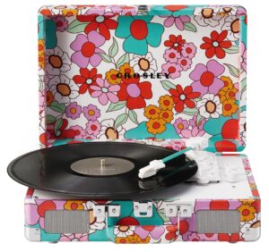 Crosley CR8005F-GF Cruiser Plus Vintage 3-Speed Bluetooth in/Out Suitcase Vinyl Record Player Turntable with Built-in Speakers, Groovy Floral