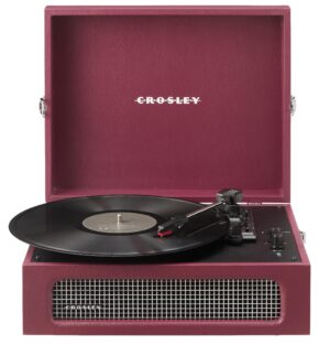 Crosley CR8017B-BU Voyager Vintage Portable Vinyl Record Player Turntable with Bluetooth in/Out and Built-in Speakers, Burgundy