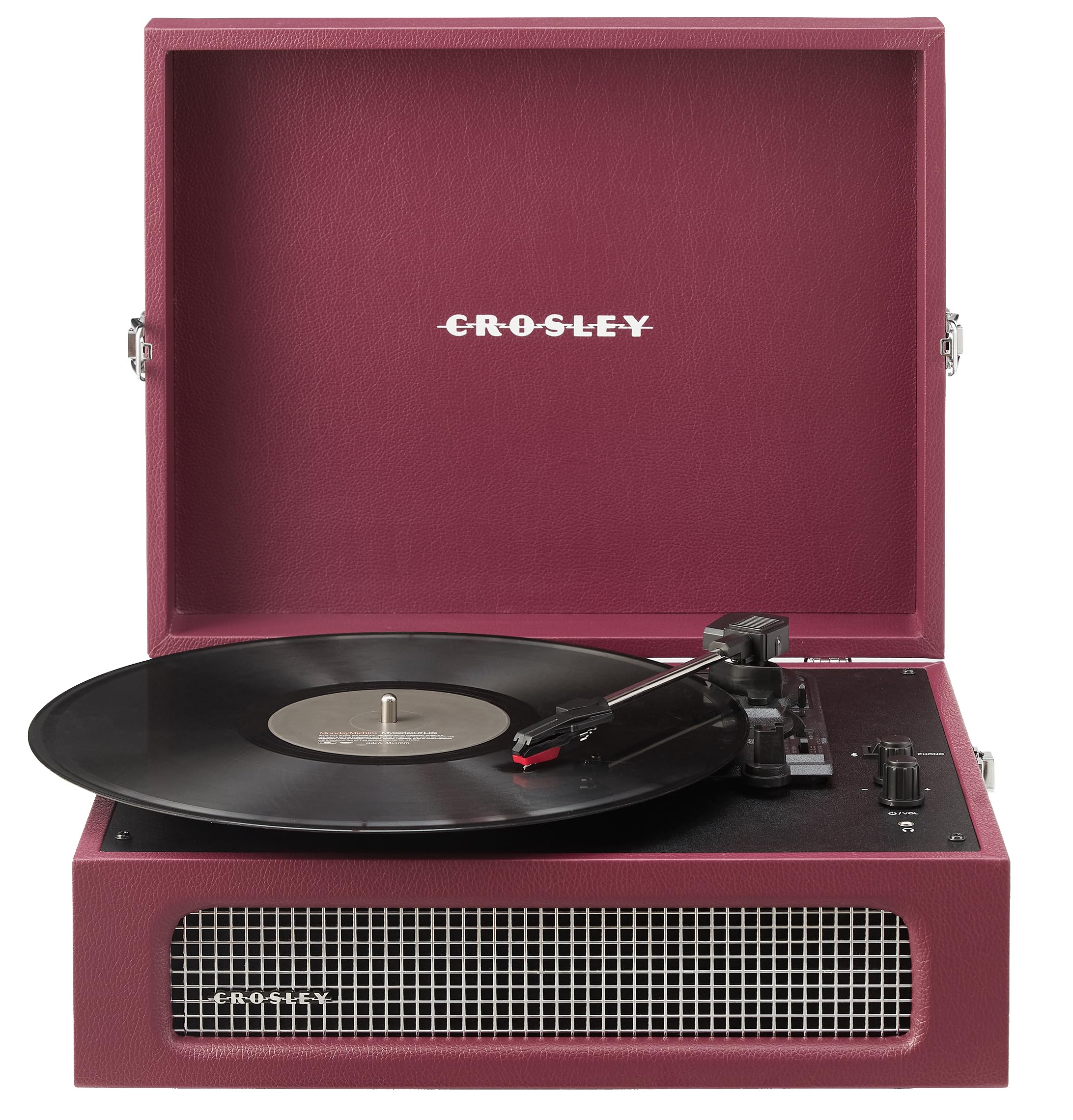 Crosley CR8017B-BU Voyager Vintage Portable Vinyl Record Player Turntable with Bluetooth in/Out and Built-in Speakers, Burgundy