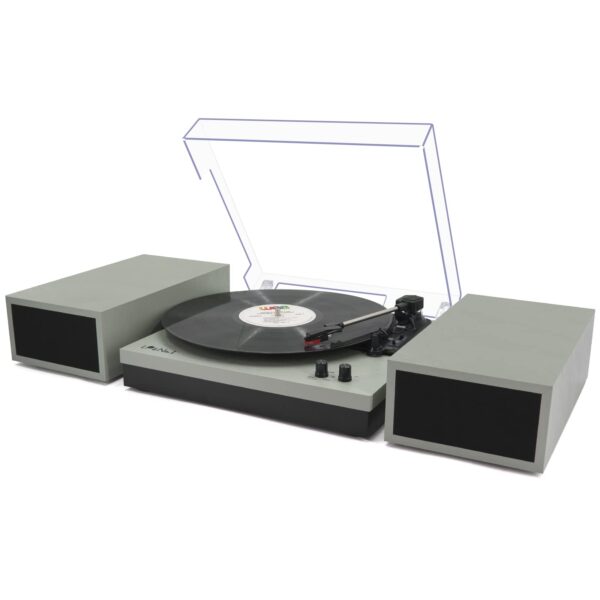 LP&No.1 Record Player with Stereo Bookshelf Speakers, Vintage 3-Speed Belt Drive Turntable, Wireless Input, RCA Output, Auto Stop Function | Green