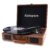 popsky Record Player, 3-Speed Vintage Style Turntable, Bluetooth Record Player with Built-in Stereo Speakers, Portable Suitcase LP Vinyl Player, Headphone & USB & RCA Jack Brown