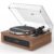 Record Player Turntable for Vinyl Records Built-in 4 Stereo Speakers All in 1 Vinyl Player Belt Drive Turn Table MM Cartridge ATN-3600L Stylus 33 45 Speed BT Wireless High Fidelity Classic Brown