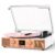 VICTRESS Vinyl Record Player with Built-in Speakers, Bluetooth Turntable for Vinyl Records, 3-Speed Belt-Driven LP Player, USB/Micro SD Recording, FM Radio, RCA/AUX/Headphone Jack, White Rose Gold