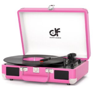 Bluetooth Record Player, Vintage 3-Speed Suitcase Turntable with Built-in 2 Speakers,USB Recording Vinyl to MP3, 3 Speed 3 Size Portable Record Player for Music Lovers