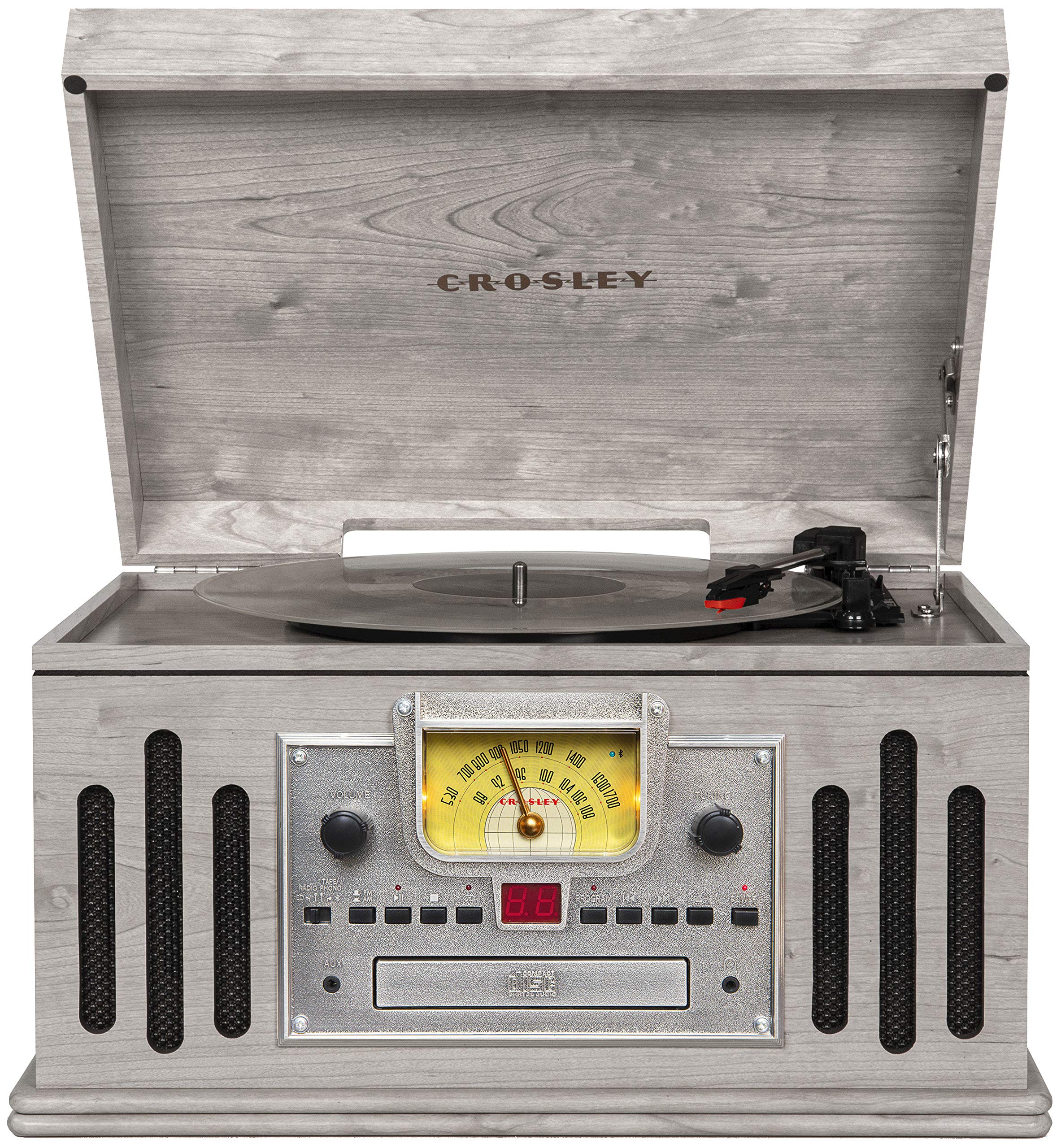 Crosley CR704B-WA Musician 3-Speed Turntable with Radio, CD/Cassette Player, Aux-in and Bluetooth, Walnut