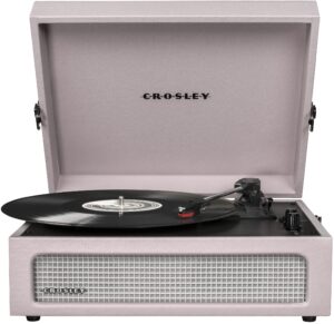 Crosley CR8017B-AM Voyager Vintage Portable Vinyl Record Player Turntable with Bluetooth in/Out and Built-in Speakers, Amethyst