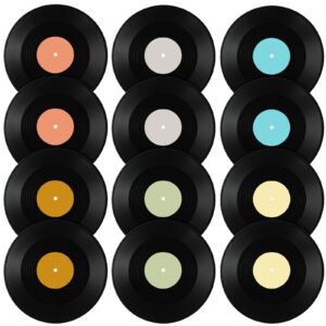 Oqqlin 12 Pcs Blank Vinyl Records Decor, 12 Inch Round Multicolor Fake Vinyl Records Fake Record Vintage Decoration for Wall Aesthetic Decor, DIY, Music Party, Home, Studio, Vintage Decoration