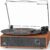 Record Player Built-in Stereo Speakers Vintage Turntable for Vinyl Records LP Phonograph Belt Drive 3 Speed 3 Size Support Wireless Input RCA Output Auto Stop Tone Adjustment Retro Wooden Walnut Brown