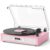 TANLANIN Vinyl Record Player with Enhanced Stereo Sound, 3-Speed Belt-Drive Turntable for Vinyl Records, Vintage LP Player with USB/SD Recording, RCA/AUX Ports, 5 EQ Modes, Auto Off, Pink