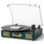 Vinyl Record Player Bluetooth with Built-in Speakers & USB Recording, Vintage Belt-Drive 3 Speeds Turntable Supports RCA Output, Auto-Stop, Green