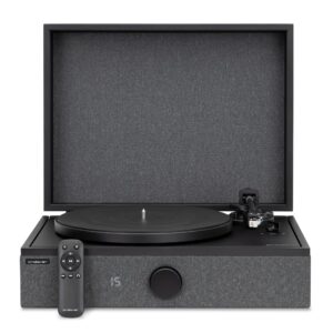 Andover Audio SpinPlay Premium Mulipurpose Record Player for Vinyl Record Playback - Semi-Automatic, Auto Power-On and Auto-Stop, Integrated Sound System with 270° Speaker Array - Black