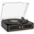Retro Bluetooth Record Player with Built-in Speakers, 3-Speed Belt-Drive Turntable, Bass & Treble Control, Compact Vinyl Player with Transparent Dust Cover, RCA Output, AUX & Headphone Jack, Black