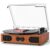 Vinyl Record Player with Built-in Speakers 3-Speed Vintage Record Player Support Treble& Bass Control, 3.5mm Headphone Jack, RCA-Out/Aux in, Belt-Driven LP Turntable,Natural Wood