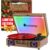 Premium Bluetooth Vinyl Record Player with Speakers & LED Lights – Portable Suitcase Turntable, 3-Speed LP Vinyl Player with Auto-Stop & RCA Output – Retro Gift, Exclusive Holiday Album Included