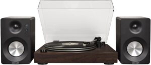 Crosley C8A-WA Belt-Driven Record Player Turntable with Built-in Pre-Amp, Adjustable Tonearm, AT3600L Cartridge, and Audio Grade MDF Plinth, Walnut