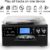 DIGITNOW 9-in-1 Record Player with Stereo Speaker, 3-Speed Turntable for Vinyl, CD/Cassette Player, Bluetooth, USB/SD Playback, AM/FM Radio, Aux-in, Remote Control (Black)