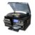 LoopTone Vinyl Record Player 10 in 1 3 Speed Bluetooth Vintage Turntable CD Cassette Player AM/FM Radio USB Recorder Aux-in RCA Line-Out (Black-Grey)