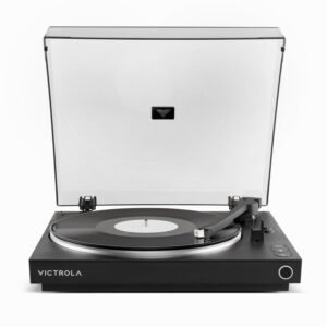 Victrola Fully Automatic Bluetooth Turntable w Audio Technica ATN3600L Cartridge, Automatic Repeat Function, 2-Speed Vinyl Record Player, Wireless Bluetooth Streaming, Preamp & Aluminum Platter White