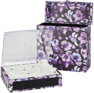 Crosley CR6041A-BF Fusion 3-Speed Bluetooth Turntable and Record Carrying Case Combo, Blue Floral