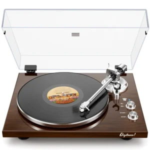 Belt Drive Turntable for Vinyl Record Player,Connect with Bluetooth Speakers or Active Speaker,Built-in Phono Pre-amp,USB Digital Output, Magnetic Cartridge,High-Gloss Wood Design(Brown)