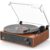 Record Player Built-in Stereo Speakers Vintage Turntable for Vinyl Records LP Phonograph Auto Stop Tone Adjustment Belt Drive 3 Speed 3 Size Support Wireless Input RCA Output Retro Wooden Walnut