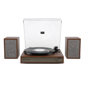 Victrola Harmony – Bluetooth Turntable System– 3-Speed Vinyl Record Player, Stereo Speakers, Audio Technica ATN3600L, Bluetooth in & Out (Natural)