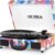 Victrola Journey Bluetooth Portable Suitcase Record Player – with Built-in Speakers, 3 Speed Vinyl Record Player, RCA Out, Headphone Jack (Retro Map)