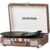 Vinyl Record Player with Speakers Vintage Bluetooth Turntable, Battery Powered Portable Pink Vinyl Player, Retro Suitcase Phonograph, 3-Speed Lp Player RCA Out AUX in Headphone Jack (Pink Silvery)
