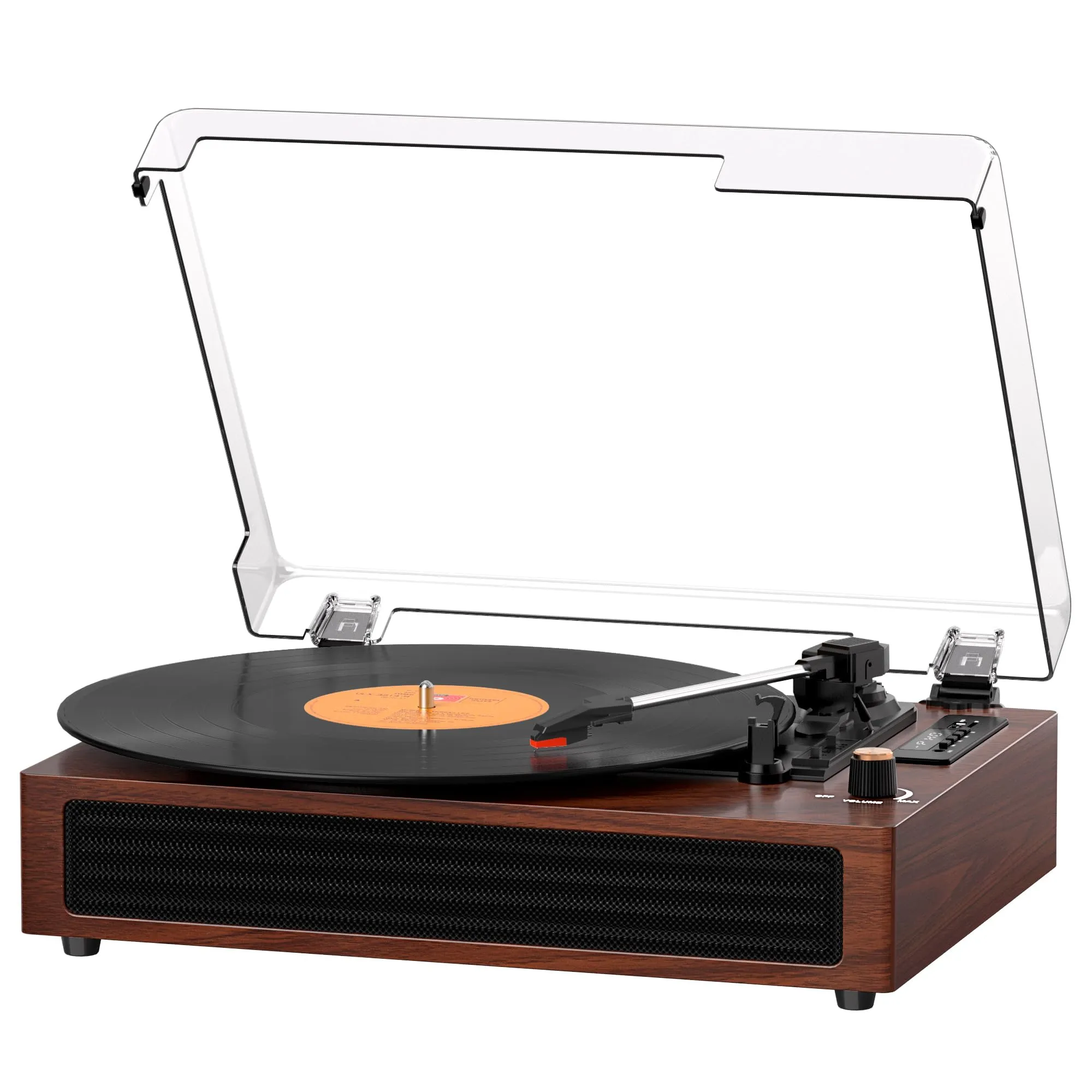 Bluetooth Turntable Vinyl Record Player, 3-Speed Record Player with Built-in Speakers,USB Recording, AUX in Auto Stop, Belt-Drive LP Player Blue