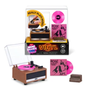 Mini Brands Really Works Vinyl Playset Series 1 by ZURU – Functional Mini Vinyl Record Player with Actual Music Playback, Includes Record & Stand, Collectible Toy for Kids, Gen Z & Adults
