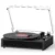 Bluetooth Turntable Vinyl Record Player, 3-Speed Record Player with Built-in Speakers,USB Recording, AUX in Auto Stop, Belt-Drive LP Player Black
