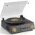 RetroAudio Vinyl Record Player Turntable, 4 Speakers and Amber Lights | 4 speakers and 2 passive radiators for fuller sound; AT3600L cartridge, Bluetooth in, amber lights, and Phono/Line RCA out