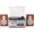 Seasonlife® Vinyl Record Player 10 in 1 Vintage Turntable, Retro Wood Brown | Built-in Speakers,3 Speed,BT Input Output,CD Cassette Tape Players,AM FM Radio,USB SD AUX RCA Playback,Recording,Auto Stop