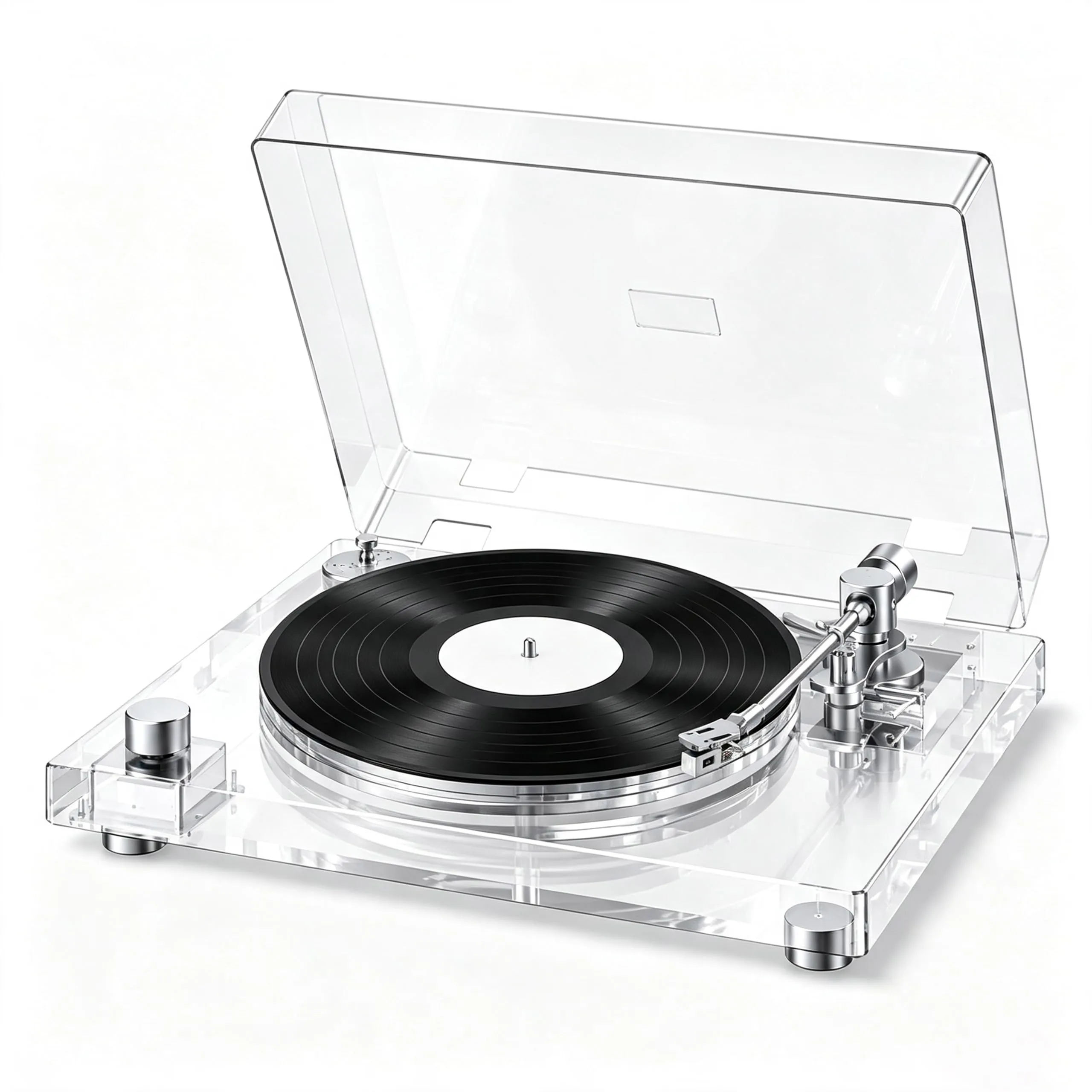 Vinyl Record Player with Bluetooth, Automatic Belt Drive Turntable | With Carbon Fiber Tonearm & Acrylic Platter, Switchable Phono Preamp, Optical Output & RCA for Powered Speakers