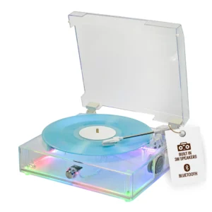 Victor VHRP-1404 Mystic All-in-one Bluetooth Record Player with AudioStream | Vinyl turntable with stereo speakers & wireless streaming, Plays 33/45/78 RPM discs, Auto-stop protects stylus, RGB lighting