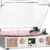 Vinyl Record Player 3-Speed Turntable with Color Display, White Rose Gold | Color LCD Clock Display, Bluetooth & USB, Belt-Drive, Built-in Speakers, Music Center