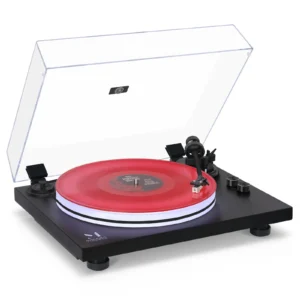 Vinyl Record Player Turntable with Lighted Acrylic Platter, AT-3600L | Carbon Fiber Tonearm, 33/45 RPM, Adjustable Tracking Force, Bluetooth 5.0 Output, PHONO/LINE RCA Output