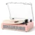Vinyl Record Player Vintage 3-Speed Bluetooth Turntable with Belt-Drive | Built-in Stereo Speakers, RCA Output, AUX in, Auto Stop,Oak LP Player