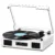 Vinyl Record Player with USB Recording, Speakers and Bluetooth, White Wood | TF Card & Digital Display, 3-Speed Belt-Drive Turntable,RCA Output,Built-in Stereo Speakers, Auto Stop for 7/10/12 Vinyl