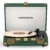 MANGOSTAN Dark Green Bluetooth Suitcase Record Player, 3-Speed Turntable | Premium PU leather design with 3-speed playback, Bluetooth, stereo speakers, and support for 33/45/78 RPM records.