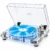MIAWLY Vinyl Record Player,Bluetooth Turntable with 7-Color LED, | Belt-Drive Record Player with Acrylic Platter,Carbon Fiber Tonearm,Phono Preamp, RCA and Optical Output, 33/45 RPM Playback