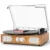 Vinyl Record Player 3 Speeds Turntable with Speakers, Bass Control, Walnut | Upgraded Built-in Speakers, Vintage Belt Drive Turntable, Treble & Bass Control, RCA-Out/AUX-in, Headphone Jack, Auto-Stop