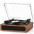 Vinyl Record Player with 12″ Big Turntable, Steadier 3-Speed, Counterweight | Built-in Upgraded Speakers, Adjustable Counterweight, RCA Line-out, Auto-Stop, Vintage Mid-Century Style, Bluetooth Input