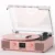 VINYLSLINK Vinyl Record Player with Speakers, Pink Bluetooth Turntable | 3-Speed Turntable with LED Display, USB Recording, FM Radio, AUX, RCA Output, Headphone Jack, Auto Stop, Gift Ready